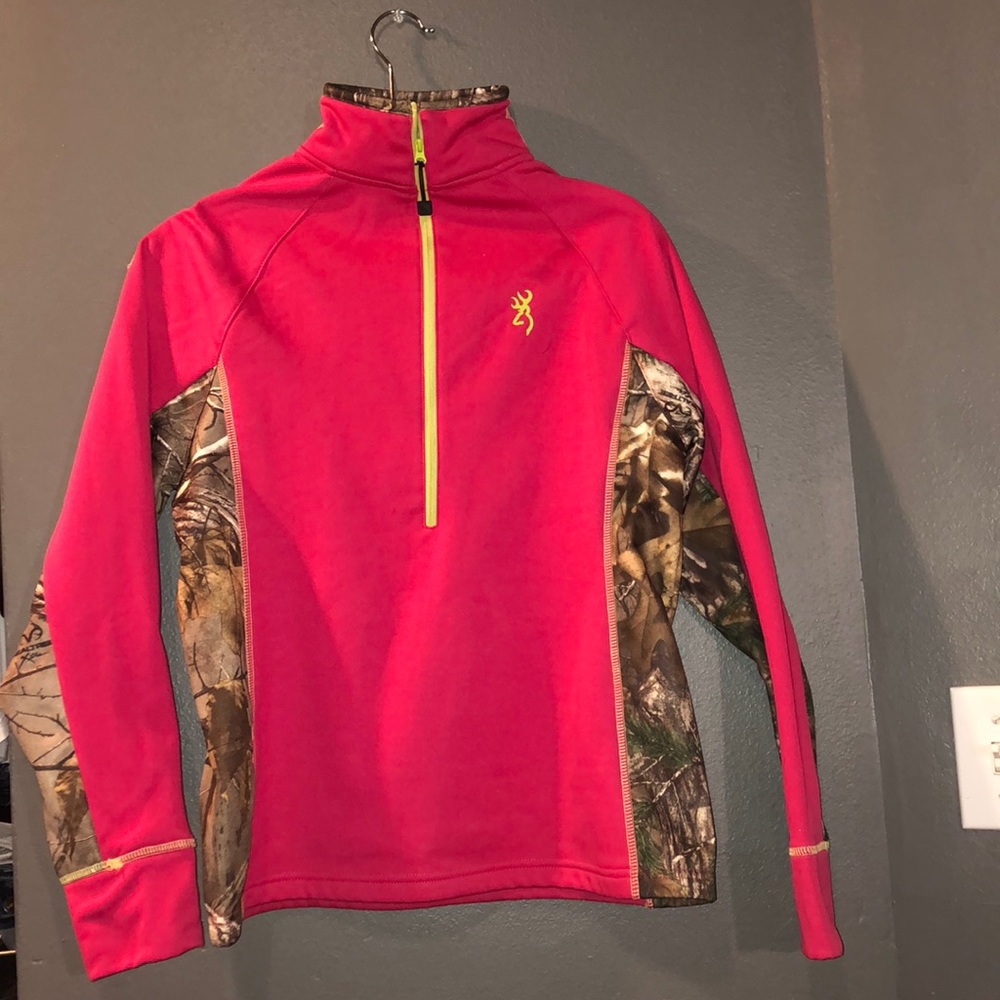Hot pink and camo three quarter zip